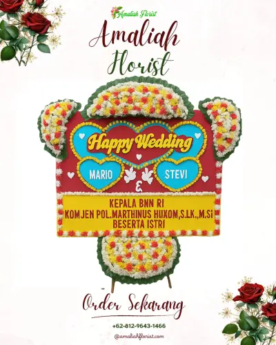 Karangan Papan Bunga Pernikahan kenanga